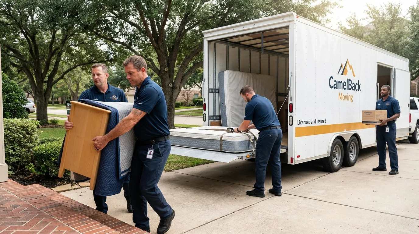 Crew loading residential truck for cross-state move from Vonore, TN