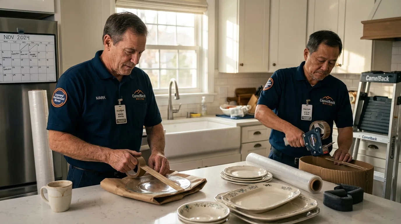 Professional crew packing kitchen dishware in Vonore, TN